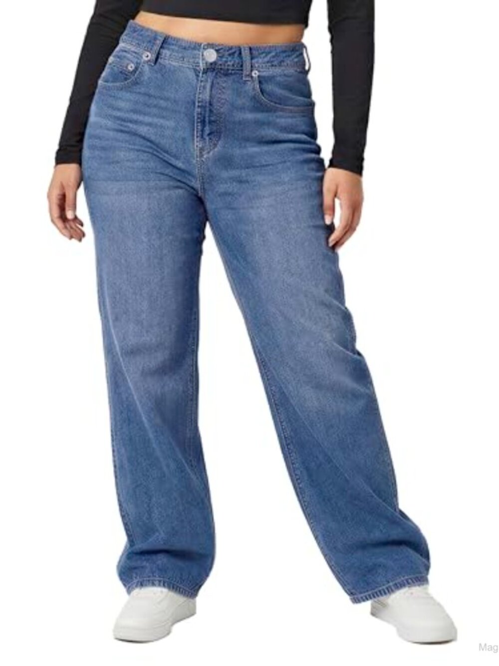 Mid Rise Boyfriend Jeans Relaxed Fit Stretch Denim Casual